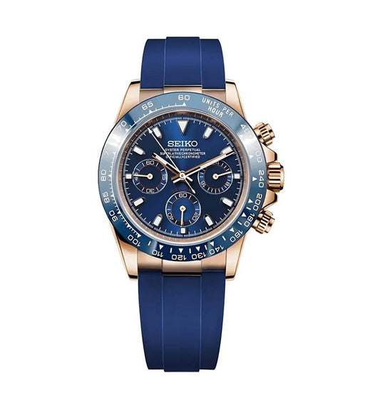 Daytona Royal Blue Mod Rose Gold W/Blue Rubber - Marcelias